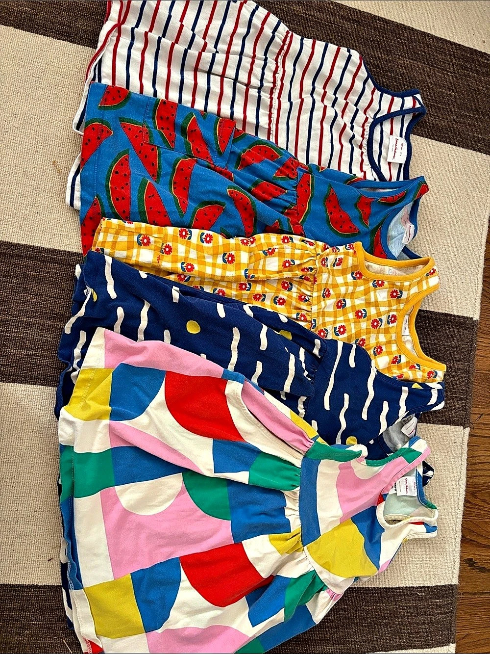 Hanna Andersson Play Dress Bundle of 5 Girls Size 4 Blue & Multi